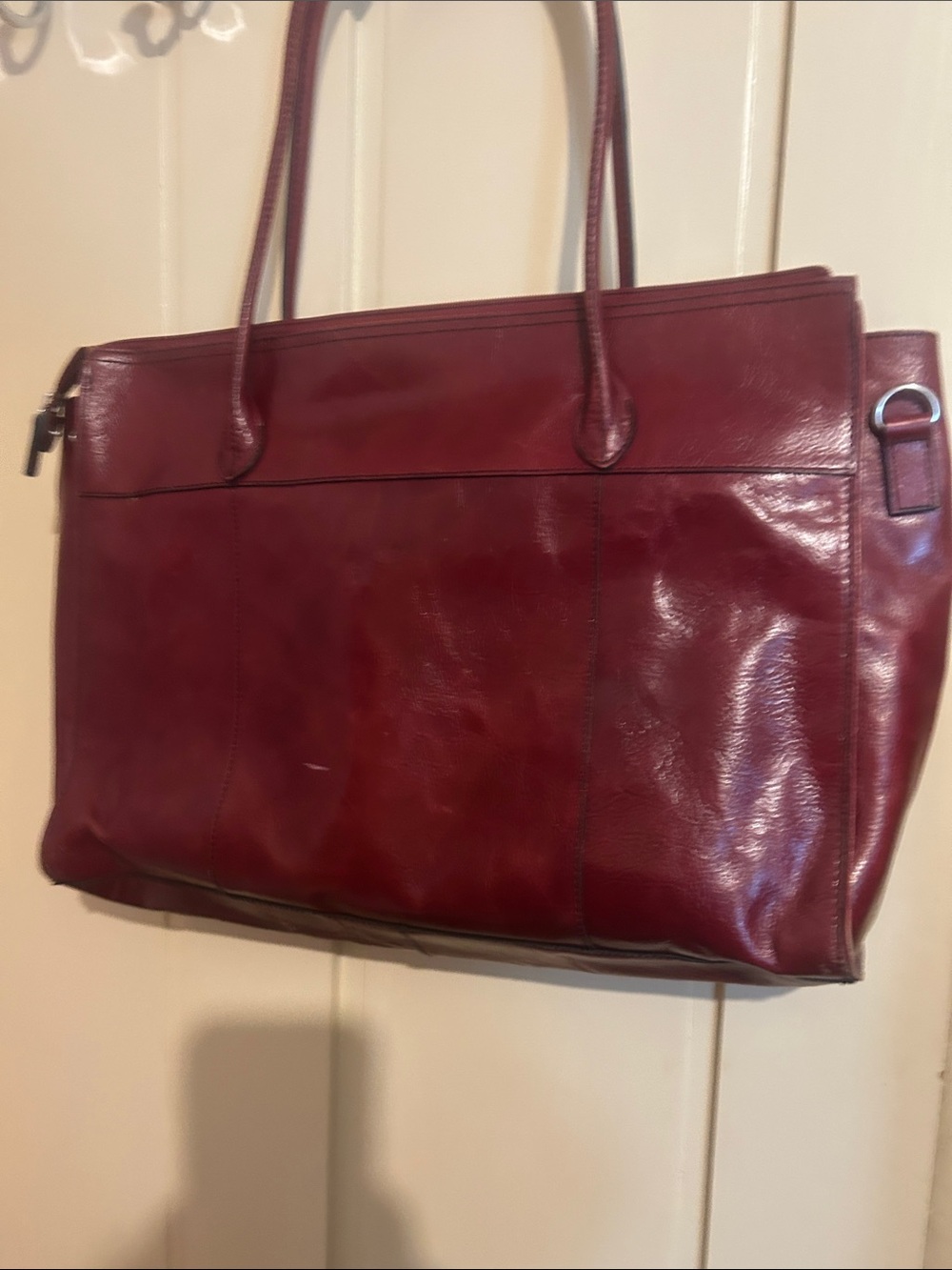 Pelle Studio Burgundy Fuax Leather Tote Bag with Top Handles - Picture 7 of 9